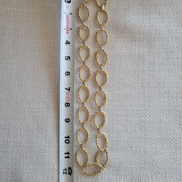 VINTAGE CROWN TRIFARI GOLD OVAL ROPE LOOPS NECKLACE - Picture 4 of 5